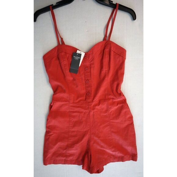 Abercrombie & Fitch Women's Sz S Pink Pull-On Cotton Blend Sleeveless Romper - Picture 6 of 9